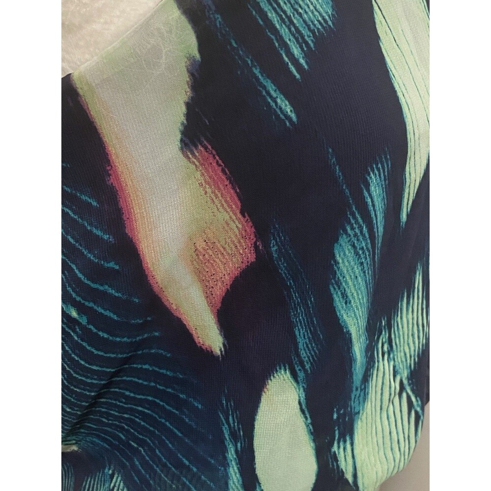 Women Sz Medium Peacock Sleeveless Satin Crop Top Y2K  Fairycore Teal Whimsy 90s - Picture 6 of 15